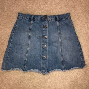 light wash button up jean skirt